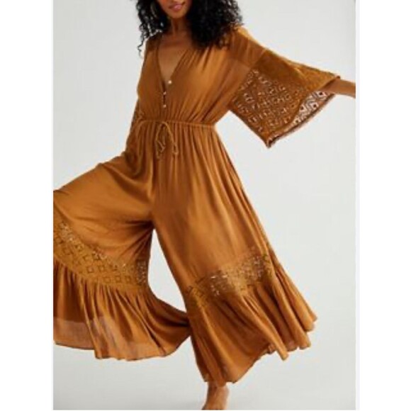 Free People Pants - Free People Angela jumpsuit bohemian flowy pants suit women’s small NWT festival